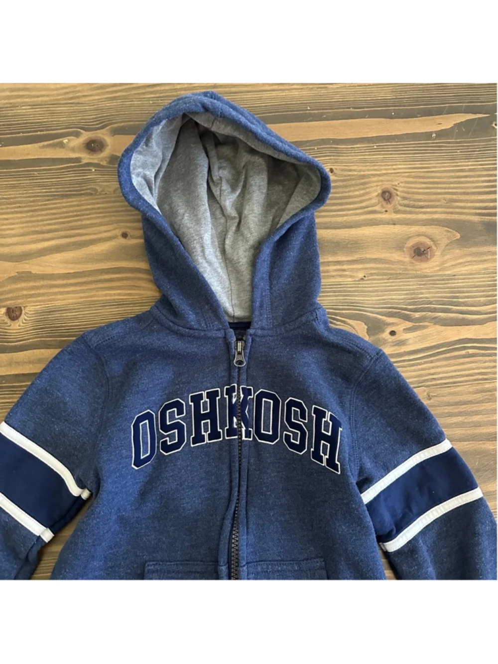OshKosh B’gosh Boys Zip Hoodie Size 6 Blue Gray Logo Sweatshirt